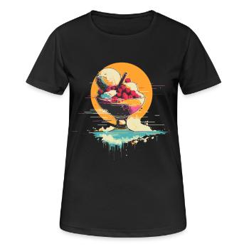 Crème glacée dans une tasse - T-shirt respirant Femme - noir - Devant - AI Model Female 172 light (172cm)