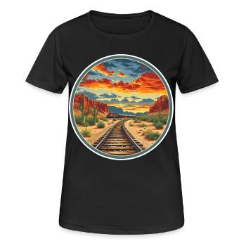 Chemin de fer - T-shirt respirant Femme - noir - Devant - AI Model Female 172 light (172cm)
