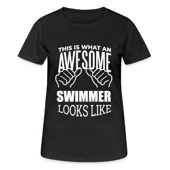 Swimmer - Women's Breathable T-Shirt - black - Front - AI Model Female 172 light (172cm)
