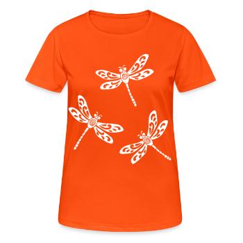 Trio of White Dragonflies - Women's Breathable T-Shirt - neon orange - Front - AI Model Female 172 dark (172cm)