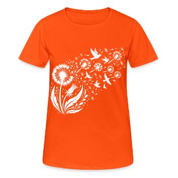 Dandelion Birds in Flight Nature Art Dandelion - Women's Breathable T-Shirt - neon orange - Front - AI Model Female 172 dark (172cm)