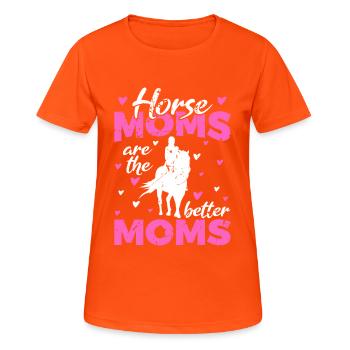 Pferde Mütter sind die besseren Mütter - Frauen T-Shirt atmungsaktiv - Neonorange - Vorne - AI Model Female 172 dark (172cm)