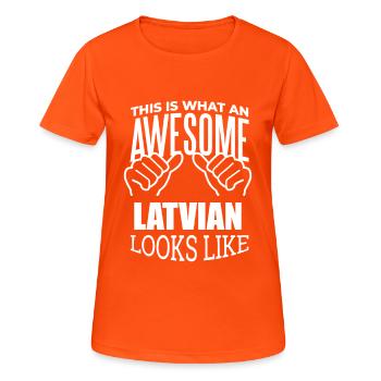 Lettland - Frauen T-Shirt atmungsaktiv - Neonorange - Vorne - AI Model Female 172 dark (172cm)