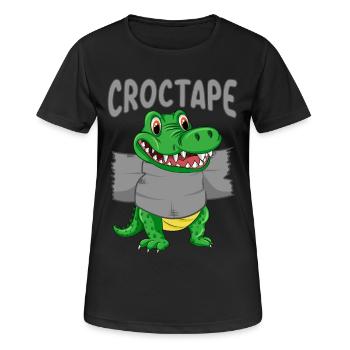 Croc Tape | Krokodil Baby mit Croc Tape - Frauen T-Shirt atmungsaktiv - Schwarz - Vorne - AI Model Female 172 light (172cm)
