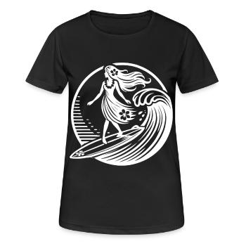Plage florale vintage de Surf Girl hawaïenne - T-shirt respirant Femme - noir - Devant - AI Model Female 172 light (172cm)