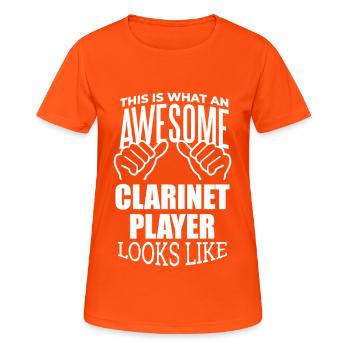 Clarinet - Women's Breathable T-Shirt - neon orange - Front - AI Model Female 172 dark (172cm)