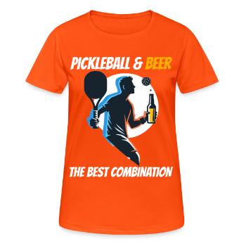 Pickleball & Beer The Best Combination - Women's Breathable T-Shirt - neon orange - Front - AI Model Female 172 dark (172cm)