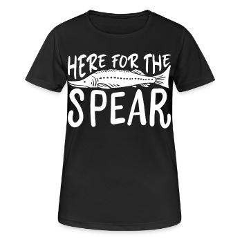 Hier für den Speer - Frauen T-Shirt atmungsaktiv - Schwarz - Vorne - AI Model Female 172 light (172cm)