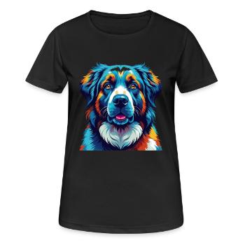 Chien de berger d’Asie centrale Race Dessin animé Kawaii - T-shirt respirant Femme - noir - Devant - AI Model Female 172 light (172cm)