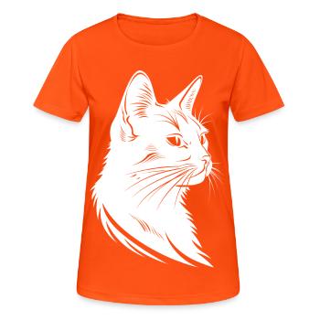 Croquis de chat - T-shirt respirant Femme - orange néon - Devant - AI Model Female 172 dark (172cm)