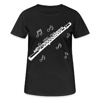 Flöte - Frauen T-Shirt atmungsaktiv - Schwarz - Vorne - AI Model Female 172 light (172cm)