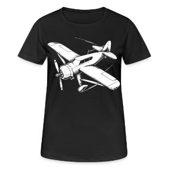 Dessin de plan d’hélice - T-shirt respirant Femme - noir - Devant - AI Model Female 172 light (172cm)