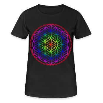 Flower of Life Rainbow - Women's Breathable T-Shirt - black - Front - AI Model Female 172 light (172cm)