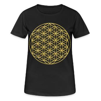 Fleur de vie Or | Fleur de vie Or - T-shirt respirant Femme - noir - Devant - AI Model Female 172 light (172cm)