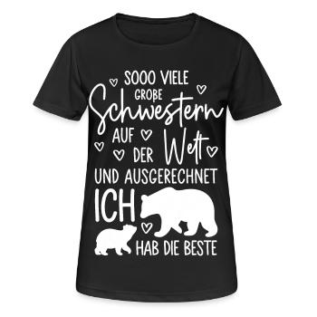 So viele Schwestern Eisbären Beste große Schwester - Frauen T-Shirt atmungsaktiv - Schwarz - Vorne - AI Model Female 172 light (172cm)