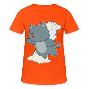 Ailes d’ange chat - T-shirt respirant Femme - orange néon - Devant - AI Model Female 172 dark (172cm)
