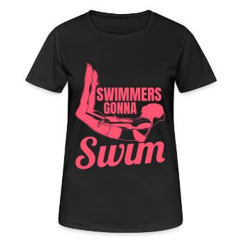 Nageur - T-shirt respirant Femme - noir - Devant - AI Model Female 172 light (172cm)