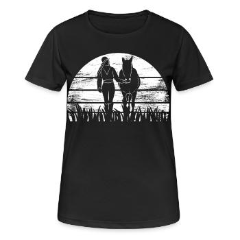 Pferd Mädchen - Frauen T-Shirt atmungsaktiv - Schwarz - Vorne - AI Model Female 172 light (172cm)