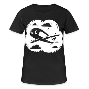 Propellerflugzeug Zeichnung - Frauen T-Shirt atmungsaktiv - Schwarz - Vorne - AI Model Female 172 light (172cm)