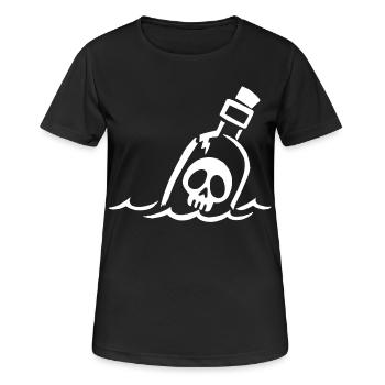 Weißer Totenkopf in der Flasche - Frauen T-Shirt atmungsaktiv - Schwarz - Vorne - AI Model Female 172 light (172cm)
