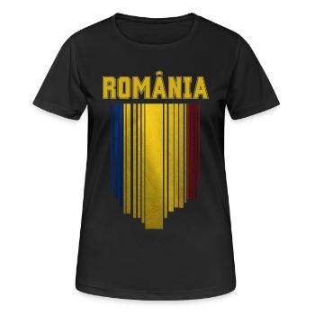 Drapeau roumain, fierté roumaine - T-shirt respirant Femme - noir - Devant - AI Model Female 172 light (172cm)