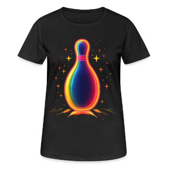 Retro Bowling Pin - Frauen T-Shirt atmungsaktiv - Schwarz - Vorne - AI Model Female 172 light (172cm)