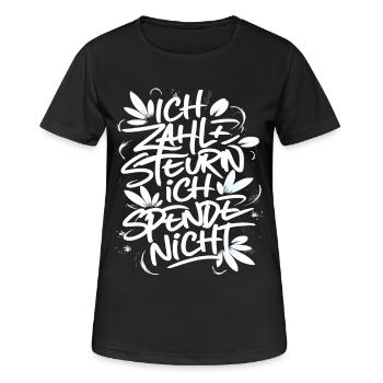 Ich zahle Steuern! ich spende nicht! - Frauen T-Shirt atmungsaktiv - Schwarz - Vorne - AI Model Female 172 light (172cm)