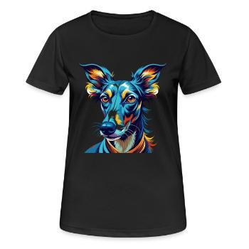 Lurcher Hunderasse Bunte Karikatur Kawaii - Frauen T-Shirt atmungsaktiv - Schwarz - Vorne - AI Model Female 172 light (172cm)