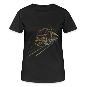 Zug Skizze 90er Look - Frauen T-Shirt atmungsaktiv - Schwarz - Vorne - AI Model Female 172 light (172cm)