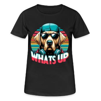 Dudley Labrador Was geht ab cooler Hund Geschenk - Frauen T-Shirt atmungsaktiv - Schwarz - Vorne - AI Model Female 172 light (172cm)