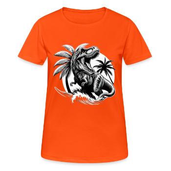 Brüllender T-Rex Dinosaurier Geschenk - Frauen T-Shirt atmungsaktiv - Neonorange - Vorne - AI Model Female 172 dark (172cm)