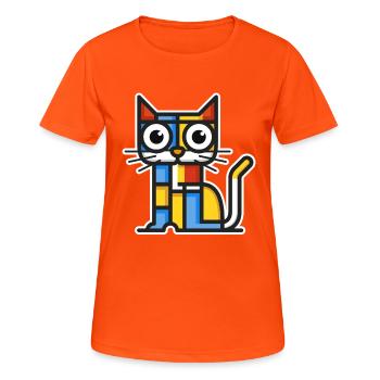 Illustration colorée d’un chat cubiste. - T-shirt respirant Femme - orange néon - Devant - AI Model Female 172 dark (172cm)