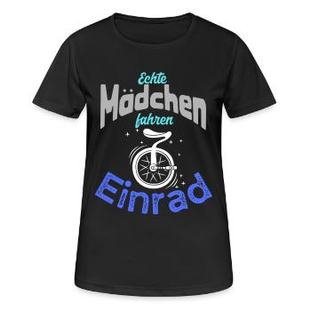 Echte Mädchen fahren Einrad - Frauen T-Shirt atmungsaktiv - Schwarz - Vorne - AI Model Female 172 light (172cm)