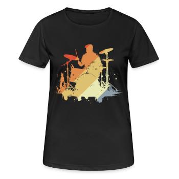 Drummer Drawing Retro - Women's Breathable T-Shirt - black - Front - AI Model Female 172 light (172cm)