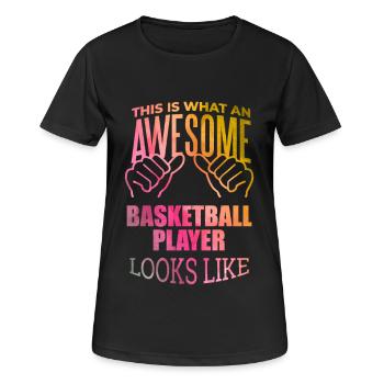Basketball Basketball Basketball - Frauen T-Shirt atmungsaktiv - Schwarz - Vorne - AI Model Female 172 light (172cm)