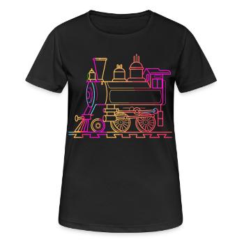 Eisenbahn Comic - Frauen T-Shirt atmungsaktiv - Schwarz - Vorne - AI Model Female 172 light (172cm)