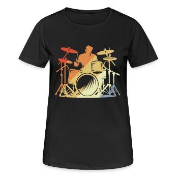 Schlagzeuger Retro Style - Frauen T-Shirt atmungsaktiv - Schwarz - Vorne - AI Model Female 172 light (172cm)
