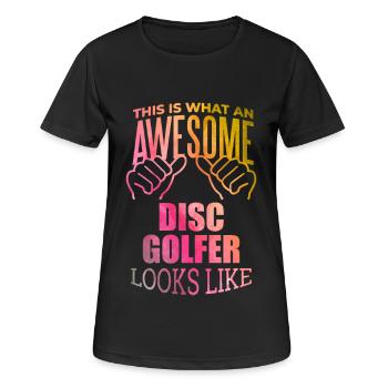 Disc golf - T-shirt respirant Femme - noir - Devant - AI Model Female 172 light (172cm)