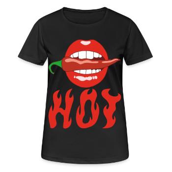 Chilischote essen - Frauen T-Shirt atmungsaktiv - Schwarz - Vorne - AI Model Female 172 light (172cm)