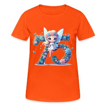 75 Years Fairy Elf Birthday Anniversary Gift - Women's Breathable T-Shirt - neon orange - Front - AI Model Female 172 dark (172cm)