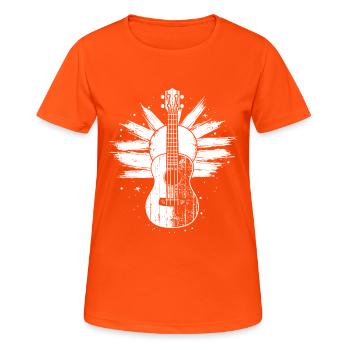 Ukulele Skizze - Frauen T-Shirt atmungsaktiv - Neonorange - Vorne - AI Model Female 172 dark (172cm)