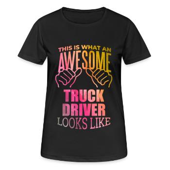 Truck Driver Truck Driver Truck Driver - Women's Breathable T-Shirt - black - Front - AI Model Female 172 light (172cm)