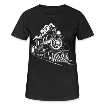 Dampflokomotive - Frauen T-Shirt atmungsaktiv - Schwarz - Vorne - AI Model Female 172 light (172cm)