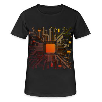 Carte mère d’ordinateur technique Micropuce abstraite - T-shirt respirant Femme - noir - Devant - AI Model Female 172 light (172cm)