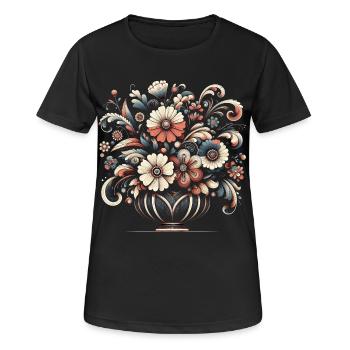 Bouquet floral élégant avec des détails complexes - T-shirt respirant Femme - noir - Devant - AI Model Female 172 light (172cm)