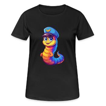 Ver marin Coloré Kawaii Dessin animé Animal marin - T-shirt respirant Femme - noir - Devant - AI Model Female 172 light (172cm)