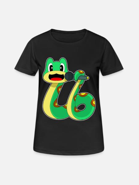 Schlange Sänger Mikrofon Singen - Frauen T-Shirt atmungsaktiv - Schwarz
