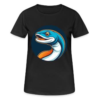 Anguille mignon kawaii dessin animé Clipart Animal Pet Logo - T-shirt respirant Femme - noir - Devant - AI Model Female 172 light (172cm)
