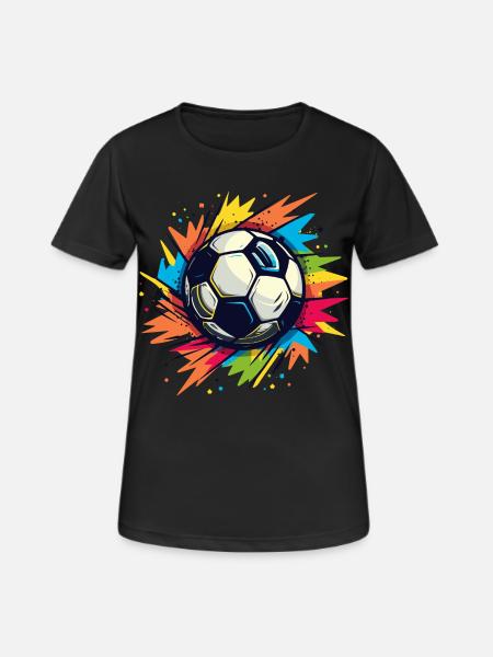 Fußball Graffiti - Frauen T-Shirt atmungsaktiv - Schwarz