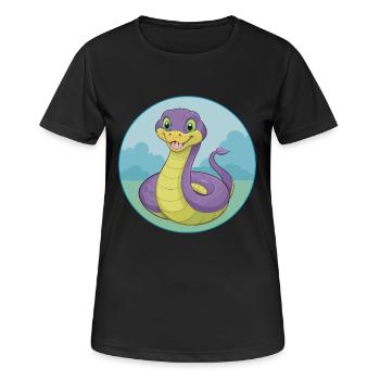 Kobra Niedliche Kawaii Cartoon Clipart Tier Haustier - Frauen T-Shirt atmungsaktiv - Schwarz - Vorne - AI Model Female 172 light (172cm)